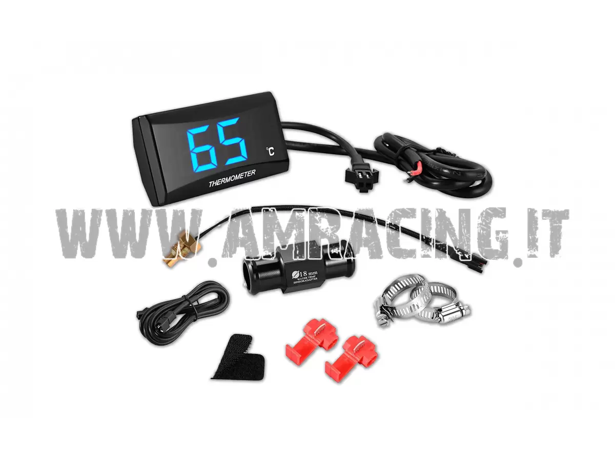 COMPLETE 18MM MOUNT DIGITAL MOTORCYCLE THERMOMETER