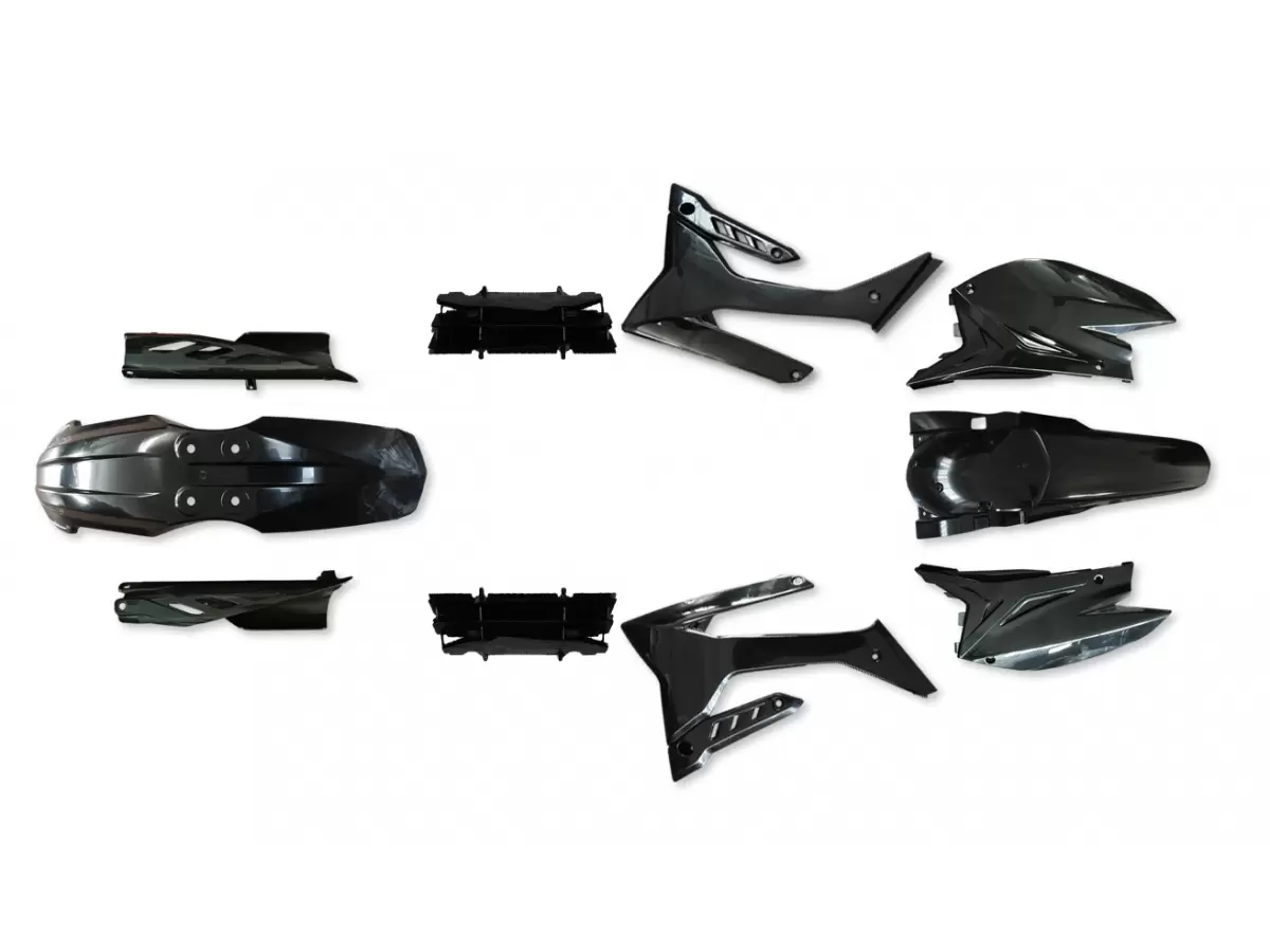KIT DE PLÁSTICOS NEGROS 2T ENDURO PARA MODELOS CON CARBURADOR DE 2015 A 2019 (EXCLUIDO EL SOPORTE DEL FARO)