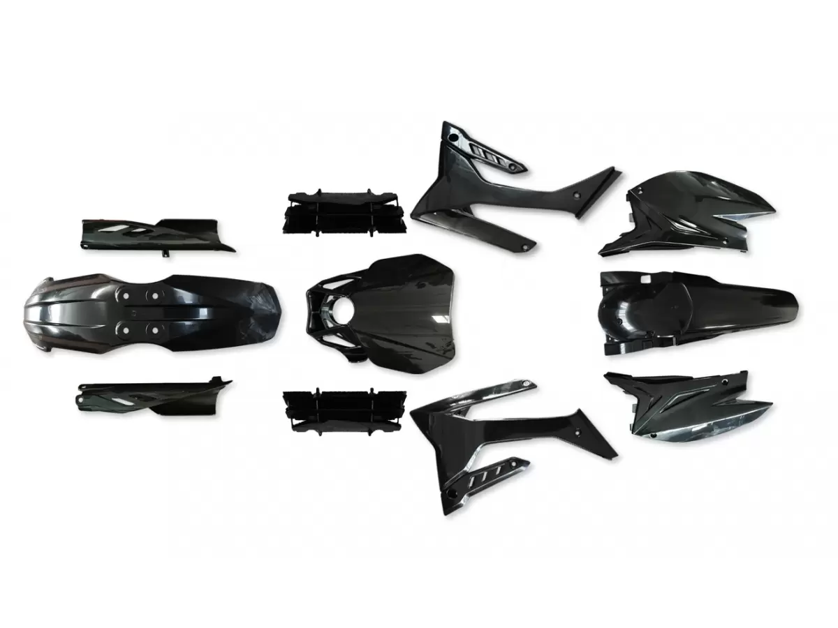 KIT DE PLÁSTICOS NEGROS 2T ENDURO PARA MODELOS DE INYECCIÓN (RADIADOR DE 115 MM DE ANCHO) DE 2020 A 2021
