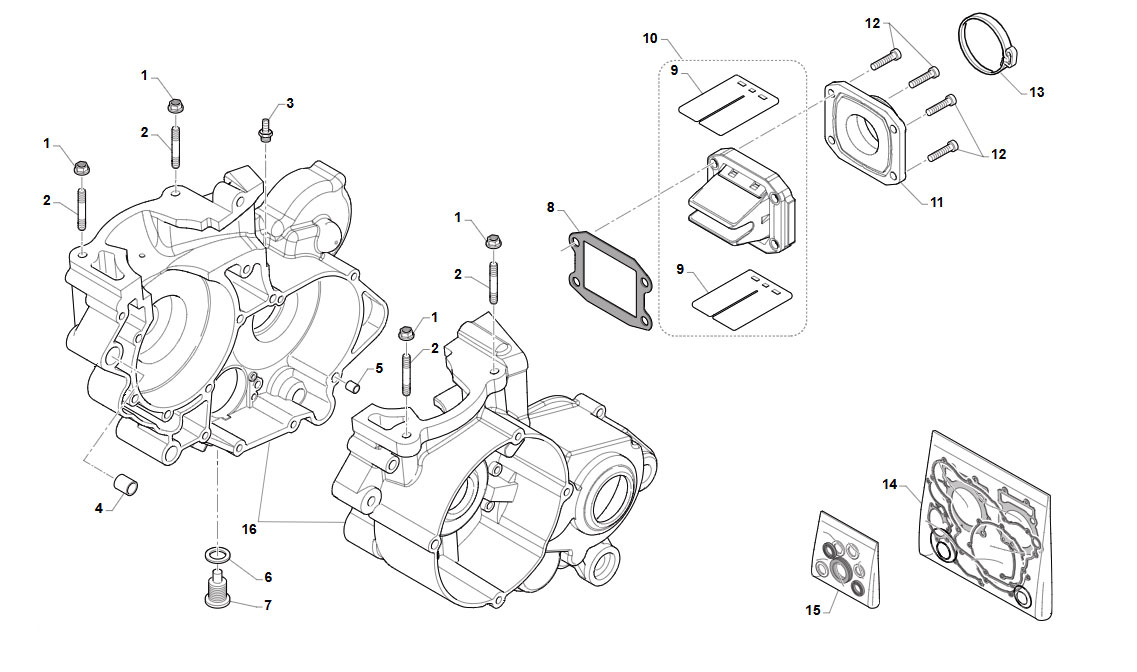 2T 100 MX/SMX JUNIOR FROM 2022 TO 2026 - ENGINE - CRANKCASE AND REEDS BOX