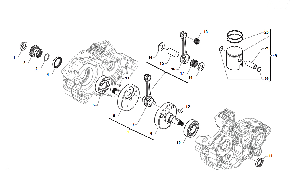 2T 125 2025/2026 - MOTORE - ALBERO MOTORE E PISTONE