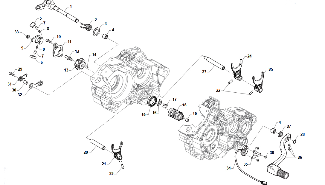 2T 125 2025/2026 - MOTORE - COMANDO CAMBIO