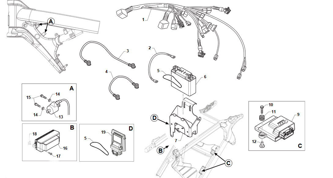 2T 125 FI ES SMR 2025/2026 - FRAME (EURO: 5+) - CABLES HARNESSES
