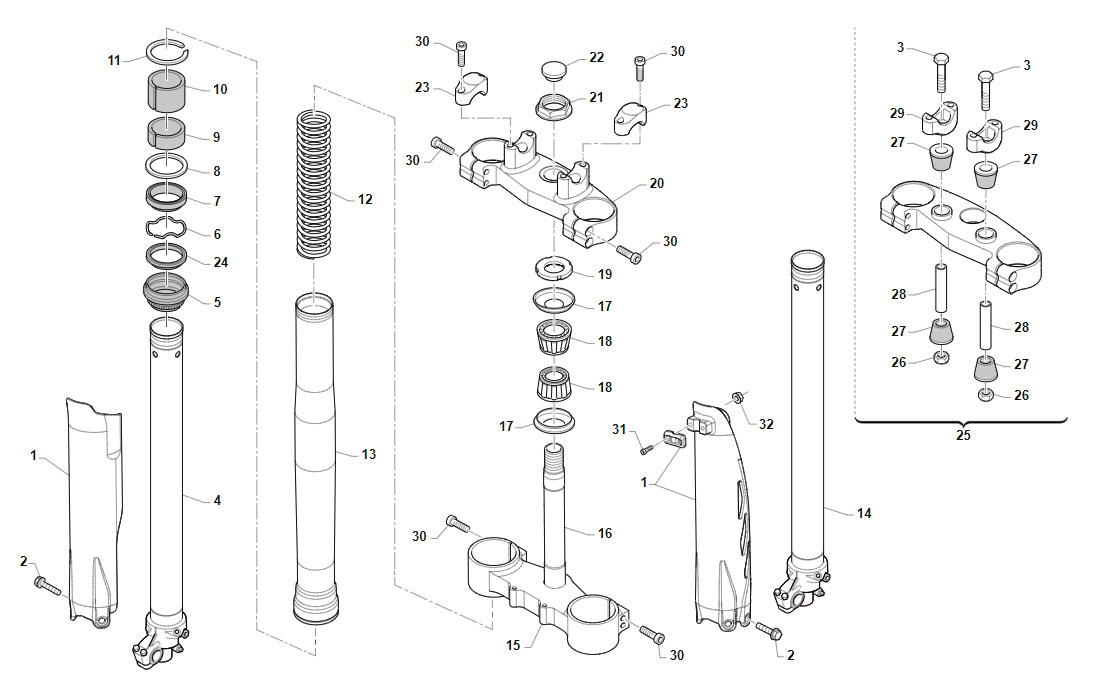 2T 125/144 MX 2020/2021 - BASTIDOR - SUSPENSION DELANTERA