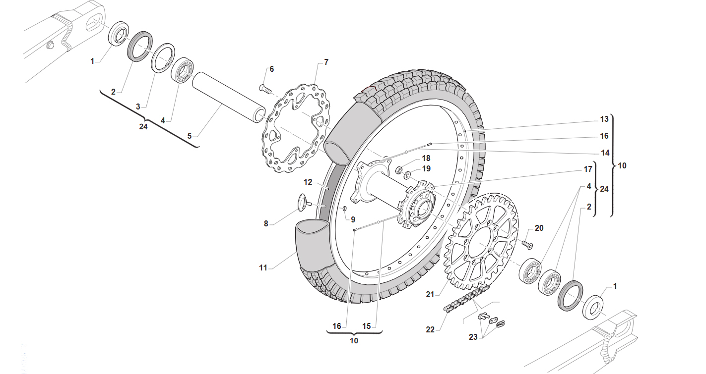 4T 250,300,450 FI MX 2025/2026 - BASTIDOR - RUEDA TRASERA 19x2.15