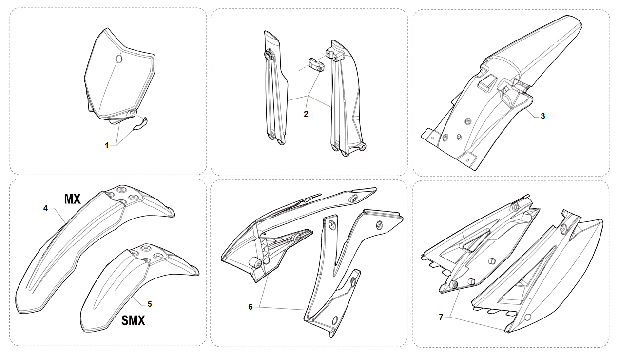 2T 85 MX/SMX JUNIOR FROM 2015 TO 2021 - FRAME - BLACK PLASTICS 
