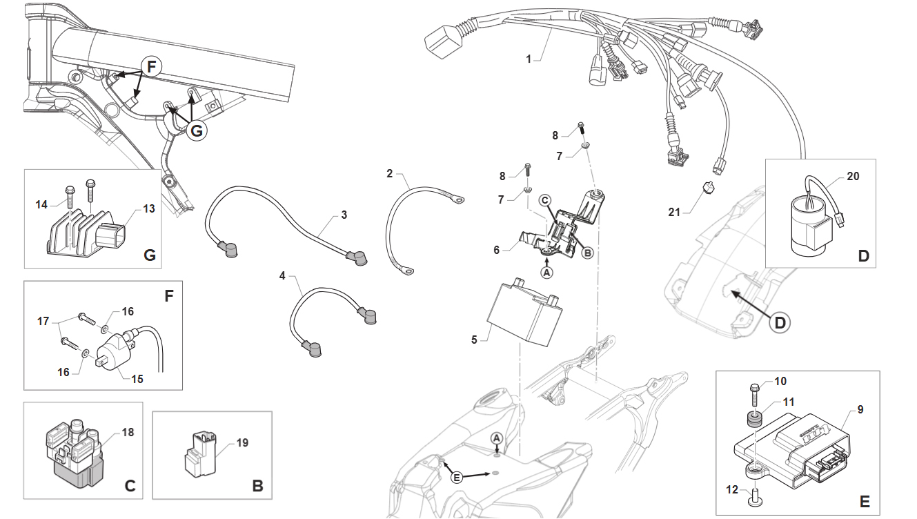 4T 250 FI EN 2026 - FRAME - CABLES HARNESSES