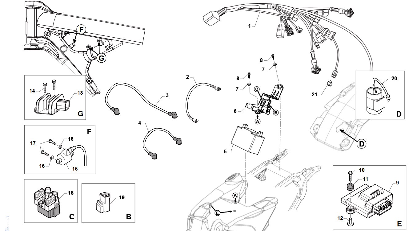 4T 250 FI SMK TWIN FROM 2023 TO 2026 - FRAME - CABLES HARNESSES