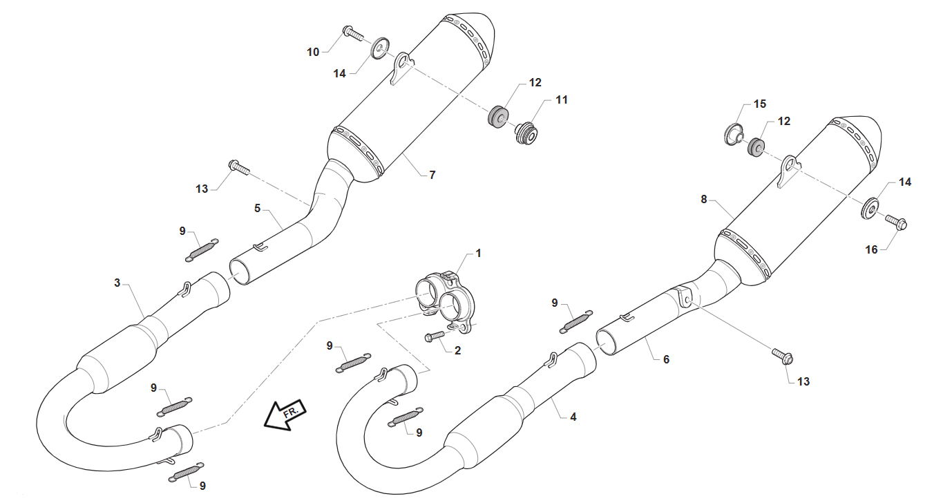 4T 450 FI SMK 2025/2026 - FRAME - DOUBLE EXHAUST SYSTEM