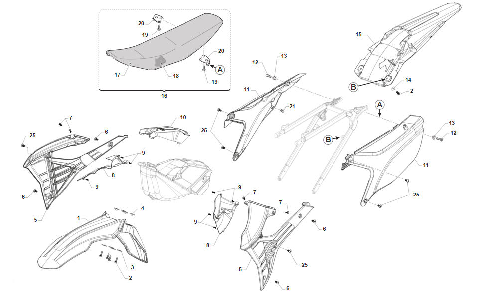 4T 450 FI SMR 2025/2026 - FRAME - PLASTICS AND SEAT