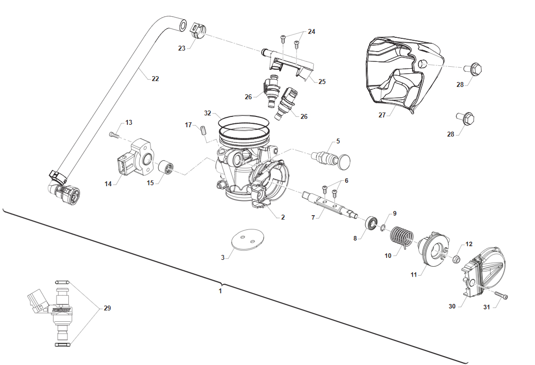 2T 250/300 FI MX 2025/2026 - MOTOR - CUERPO DEL ACELERADOR