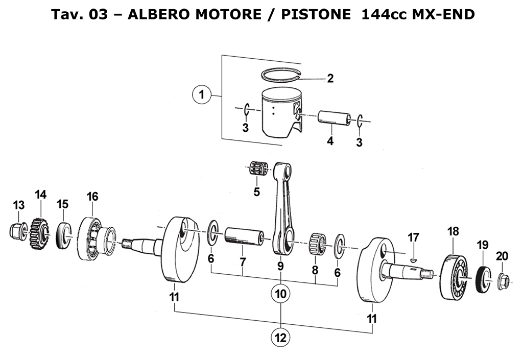 2T 144 MX/EN DE 2015 A 2018 - MOTOR - CIGÜEÑAL - PISTÓN