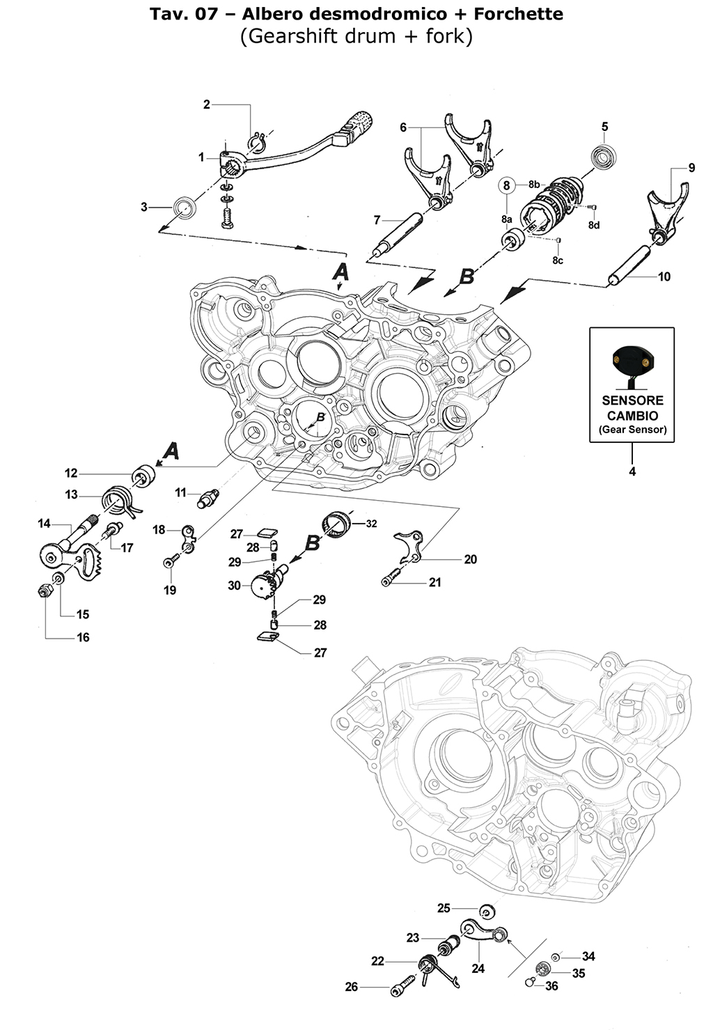 4T 250Fi EN/SMM/SMR 2018 - MOTORE - ALBERO DESMO+FORCHETTE
