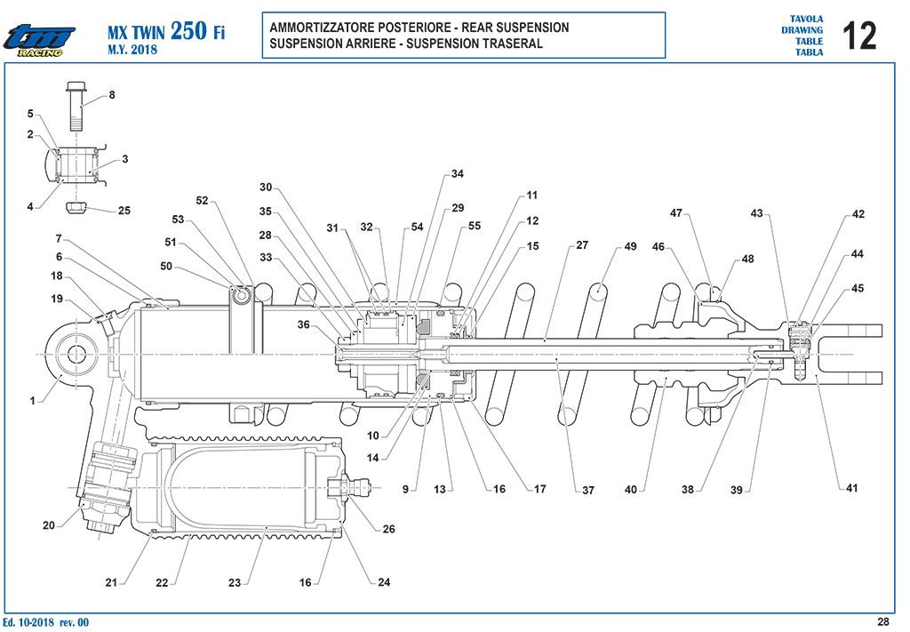 4T 250FI MX TWIN 2018 - TELAIO - AMMORTIZZATORE POSTERIORE