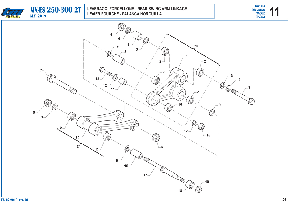 Telaio MX ES 250 300 2T Leveraggi Forcellone