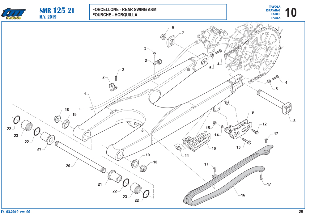Telaio SMR 125 2T Forcellone