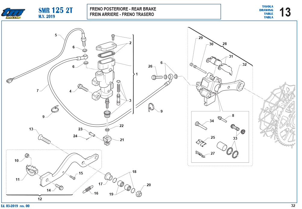 Telaio SMR 125 2T  Freno posteriore