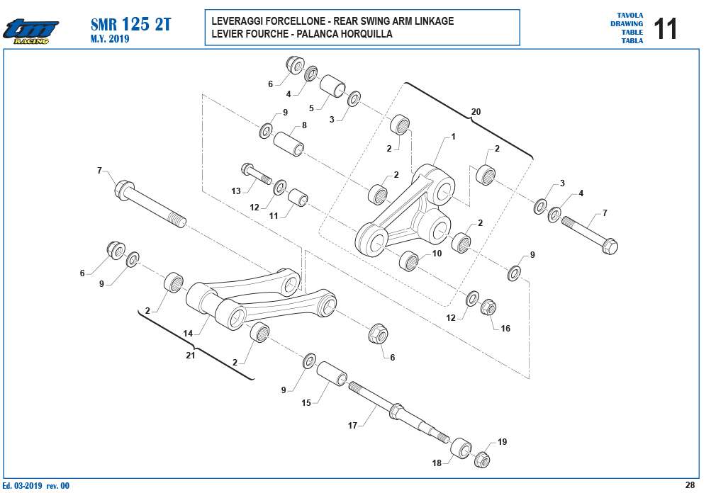 Telaio SMR 125 2T Leveraggi forcellone