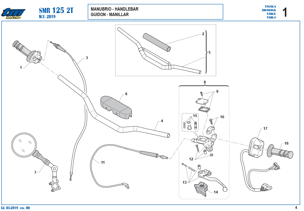 Telaio SMR 125 2T MANUBRIO