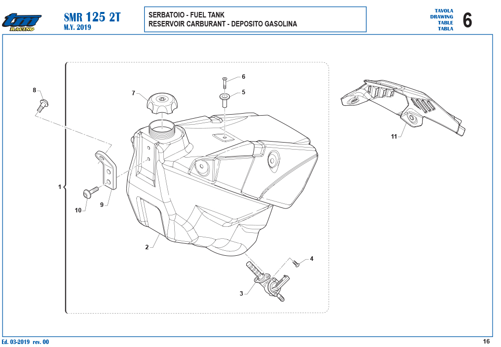 Telaio SMR 125 2T Serbatoio