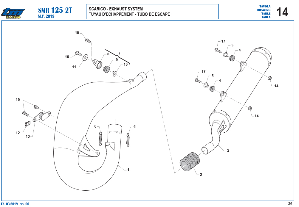 Telaio SMR 125 2T Scarico