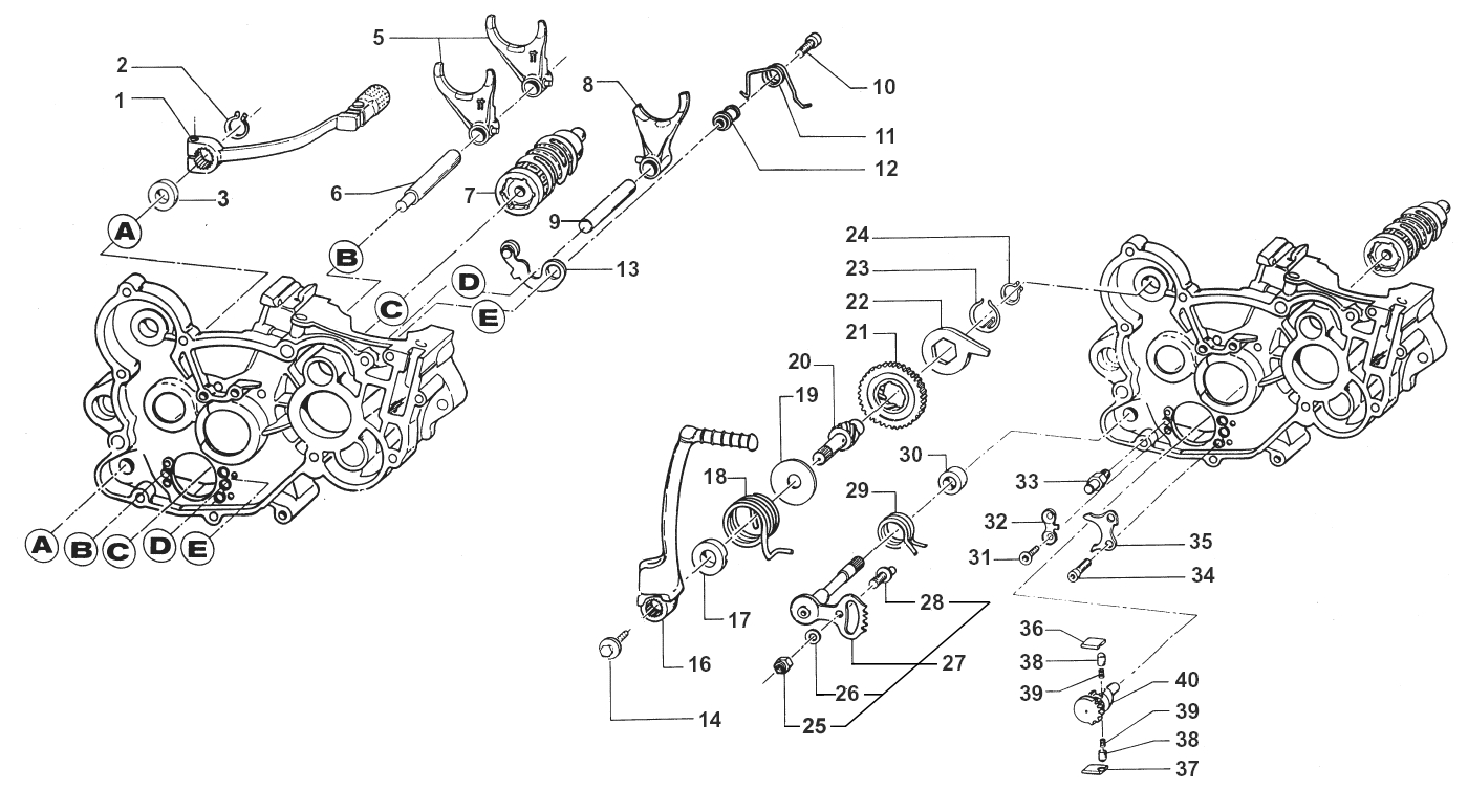 2T 125 EN 2020/2021 - MOTORE - FORCHETTE CAMBIO