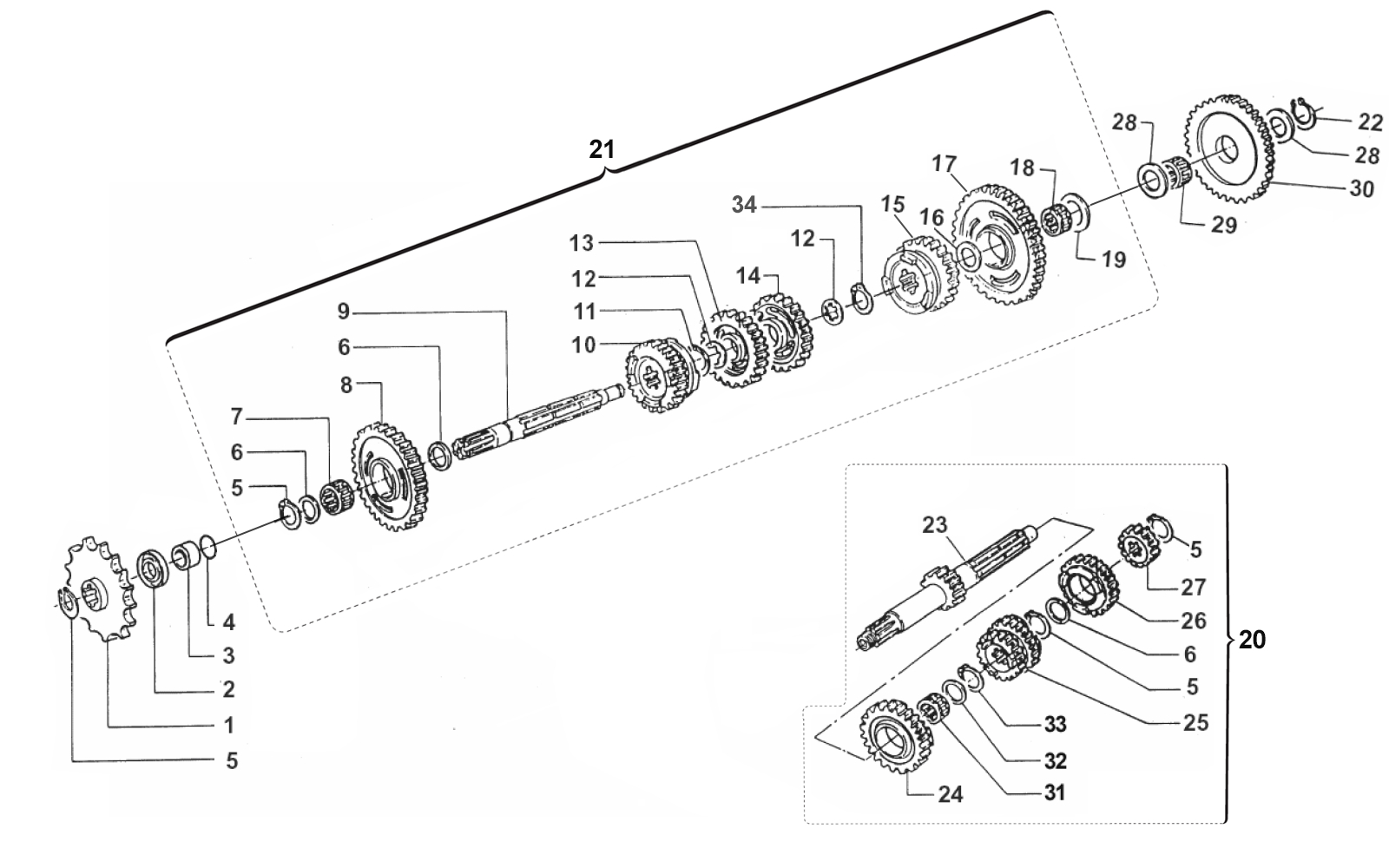 2T 125 EN 2020/2021 - ENGINE - GEAR SHIFT