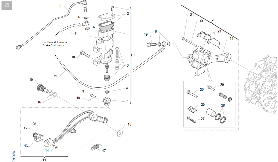 2T 125 FI SMR FROM 2022 TO 2025 - FRAME EURO 4 - REAR BRAKE