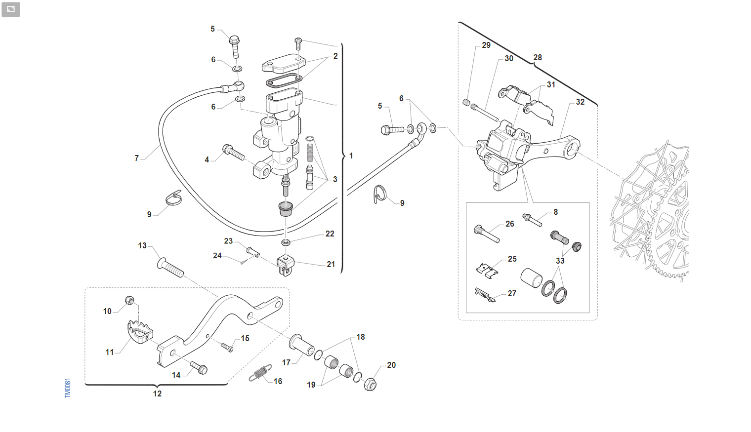 2T 125/144 MX DAL 2015 AL 2018 - TELAIO - FRENO POSTERIORE