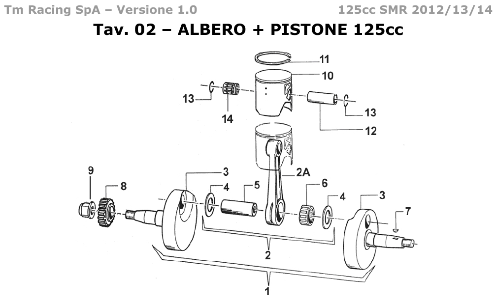 2T 125 SMR DE 2012 A 2014 - MOTOR - ÁRBOL MOTOR Y PISTÓN
