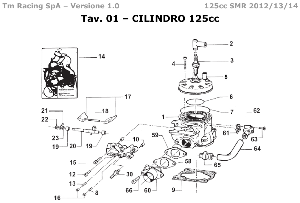 2T 125 SMR DE 2012 A 2014 - MOTOR - CILINDRO