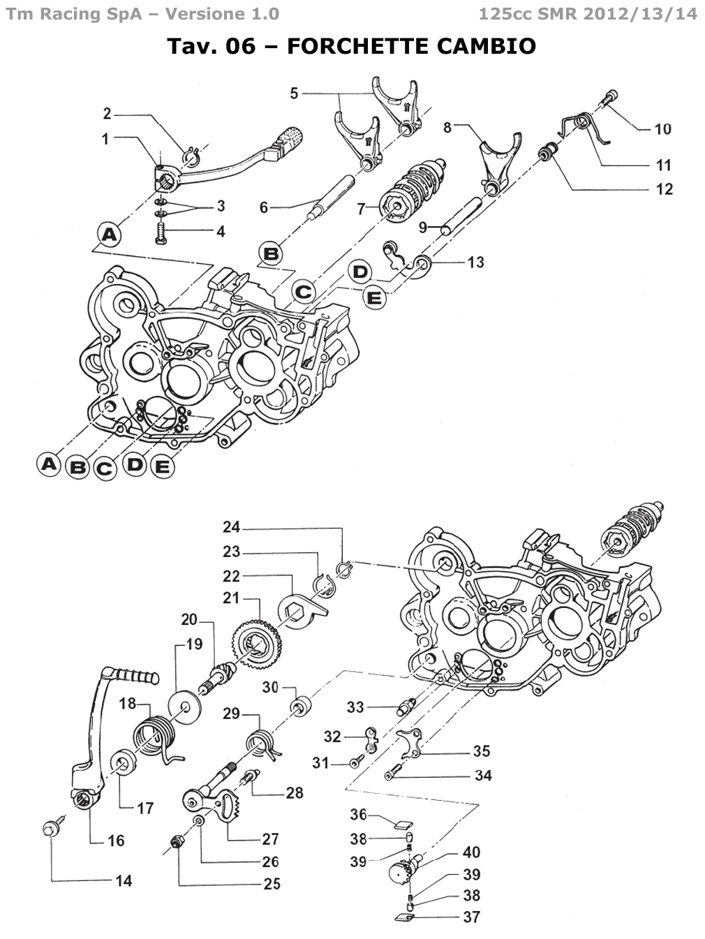 2T 125 SMR DE 2012 A 2014 - MOTOR - HORQUILLAS DE CAJA DE CAMBIO