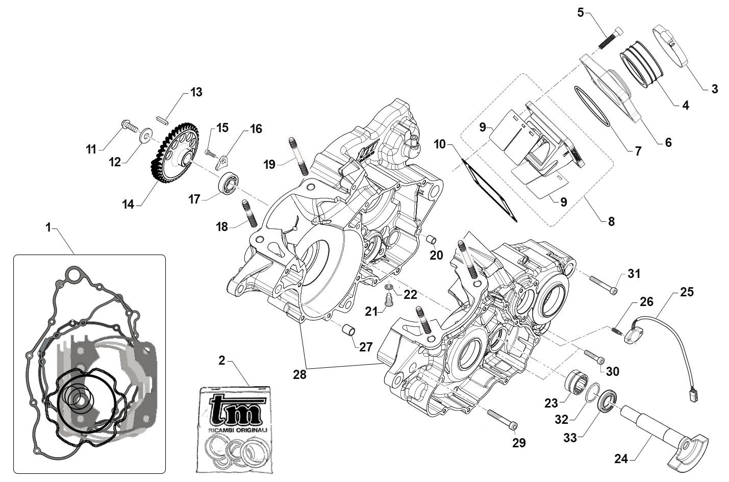 2T 250 MX 2020/2021 - MOTORE - BASAMENTO-CONTRALBERO