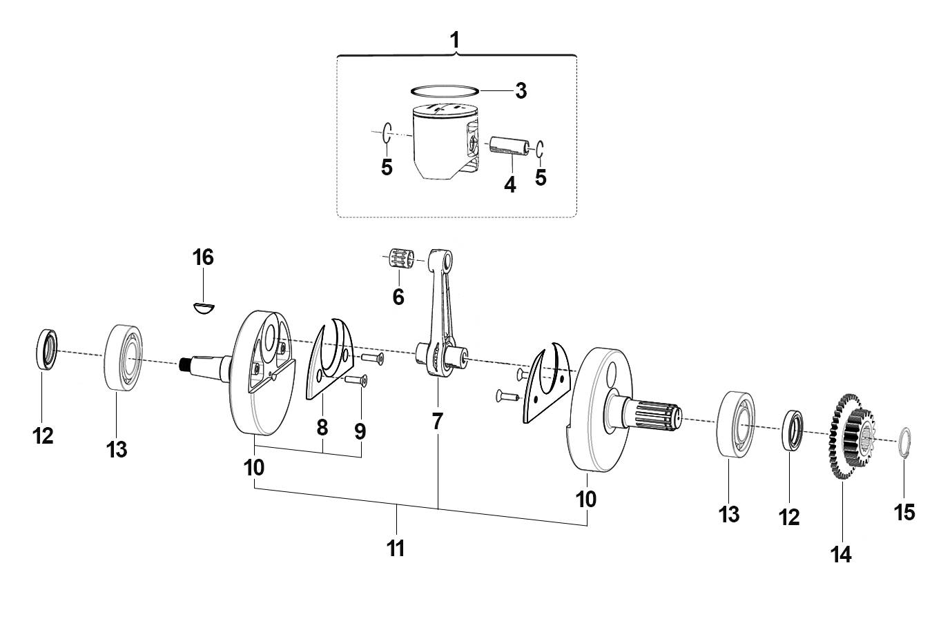 2T 300 EN 2021 - ENGINE 5M - CRANKSHAFT-PISTON