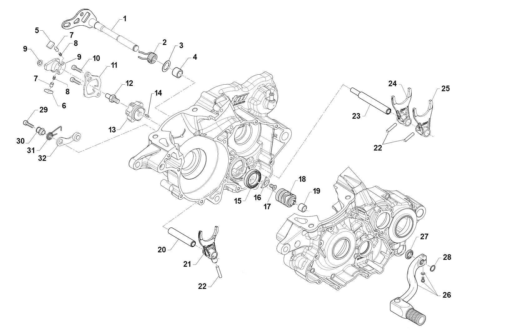 2T 300 Fi SMR 2020/2021 - MOTORE - FORCHETTE CAMBIO