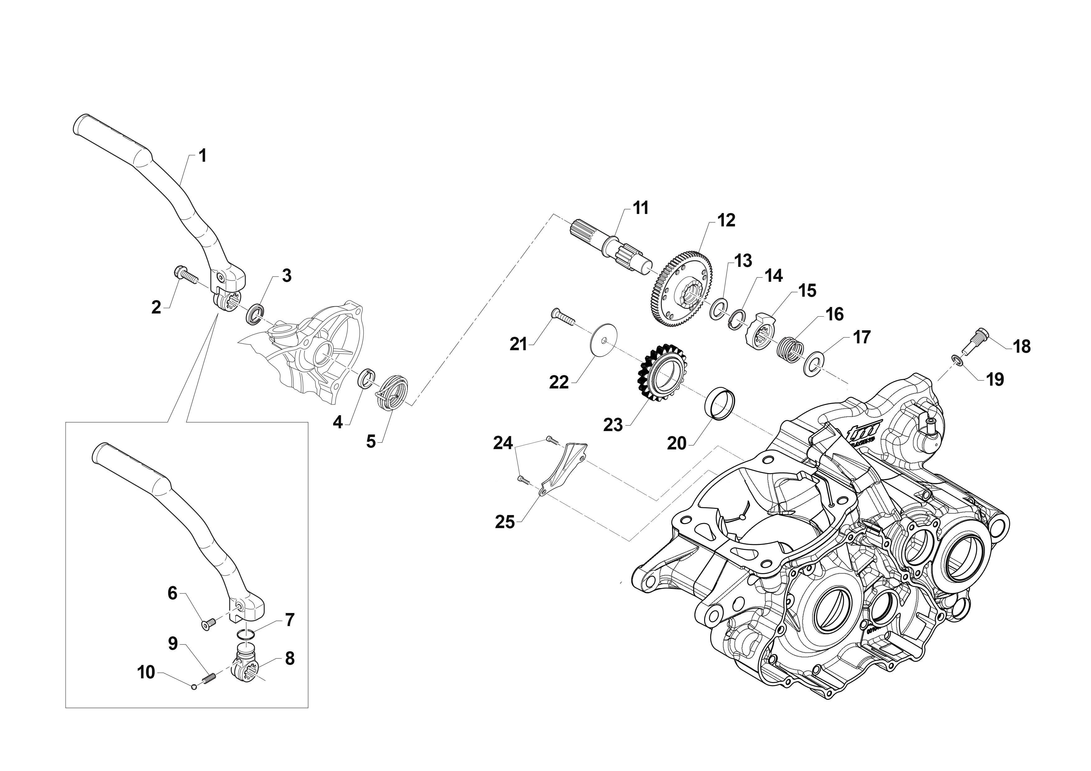 2T 300 MX/SMX 2020/2021 - ENGINE - KICK STARTER