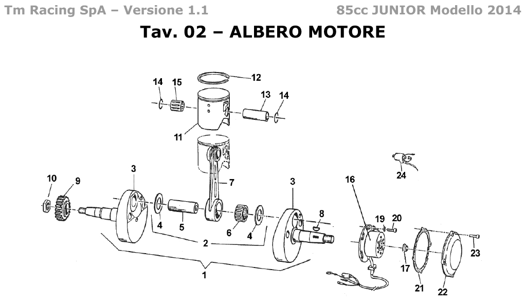 2T 85 JUNIOR MX 2014 - MOTOR - ÁRBOL DE MOTOR