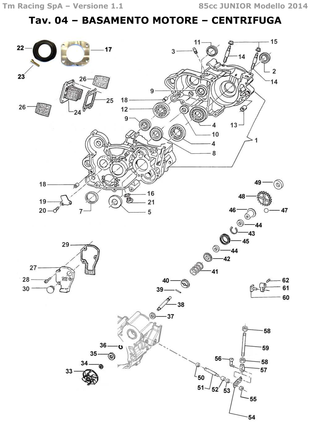 2T 85 JUNIOR MX 2014 - MOTOR - CÁRTER DEL MOTOR Y CENTRÍFUGA