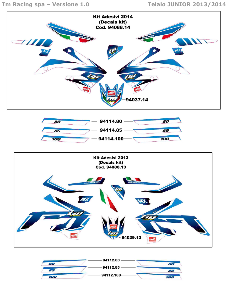 2T 85 JUNIOR MX 2013/2014 - FRAME - ADHESIVE KIT