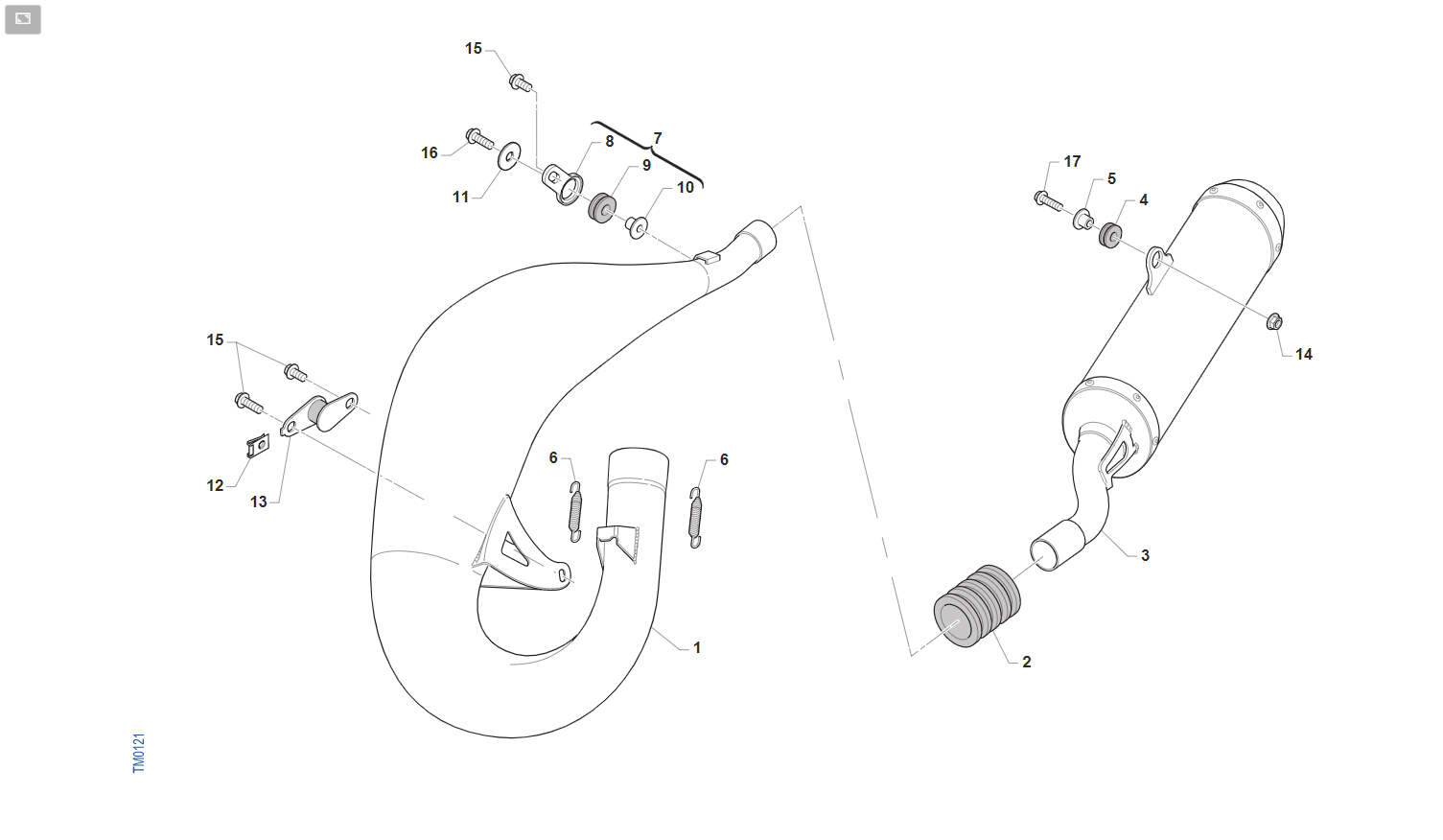 2T 85/100 MX JUNIOR FROM 2015 TO 2017 - FRAME - EXHAUST SYSTEM