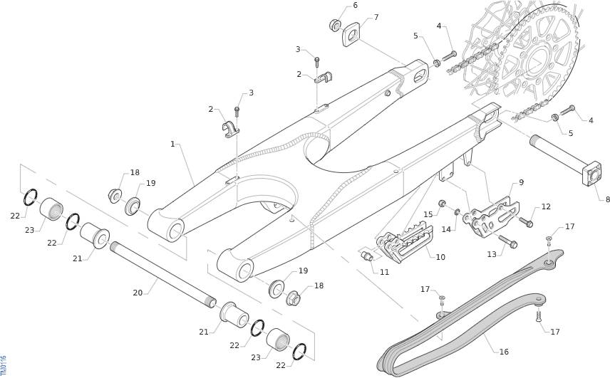 2T 112 SMX JUNIOR FROM 2022 TO 2024 - FRAME - REAR SWING ARM 