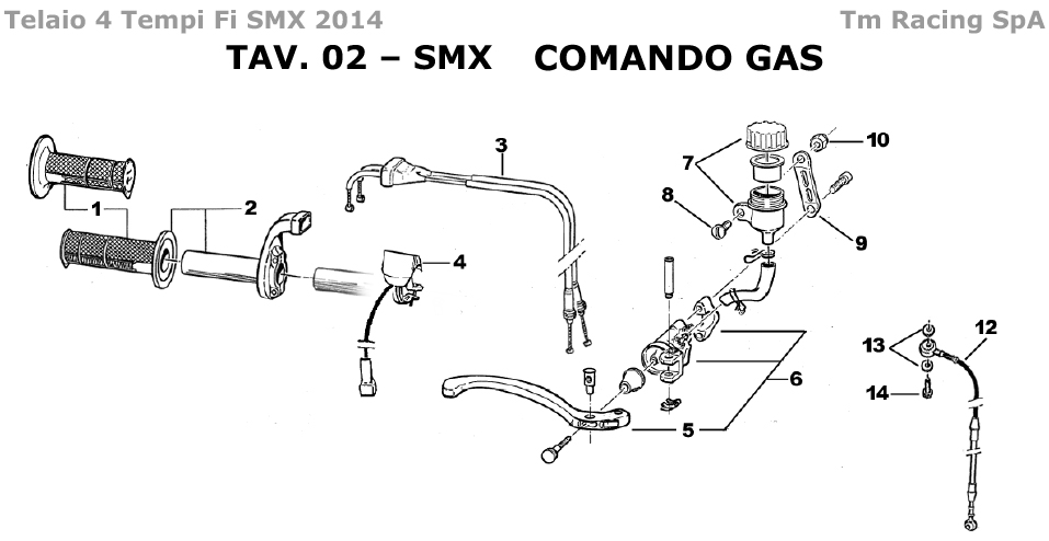 4T 250/450 FI SMX 2014 - TELAIO - COMANDO GAS