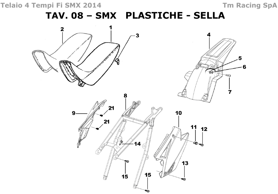4T 250/450 FI SMX 2014 - TELAIO - PLASTICHE E SELLA
