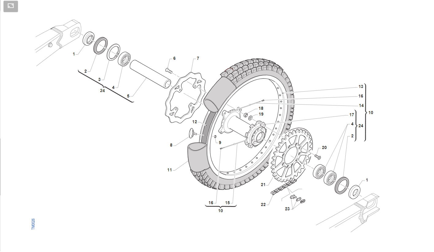 4T 250 FI EN TWIN DAL 2022 AL 2025 - TELAIO - RUOTA POSTERIORE 18x1.85