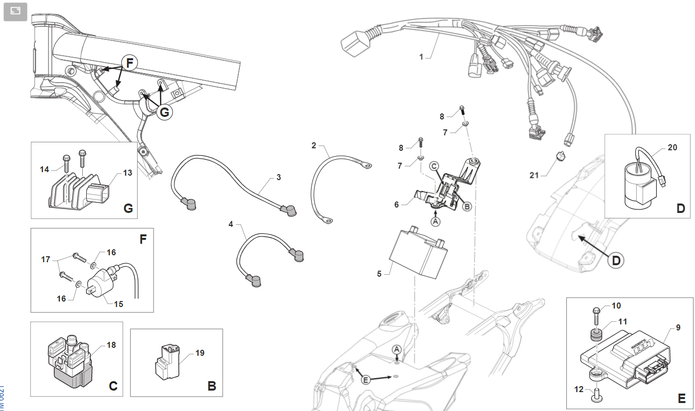 4T 300 FI EN TWIN FROM 2022 TO 2024 - FRAME - CABLES HARNESSES
