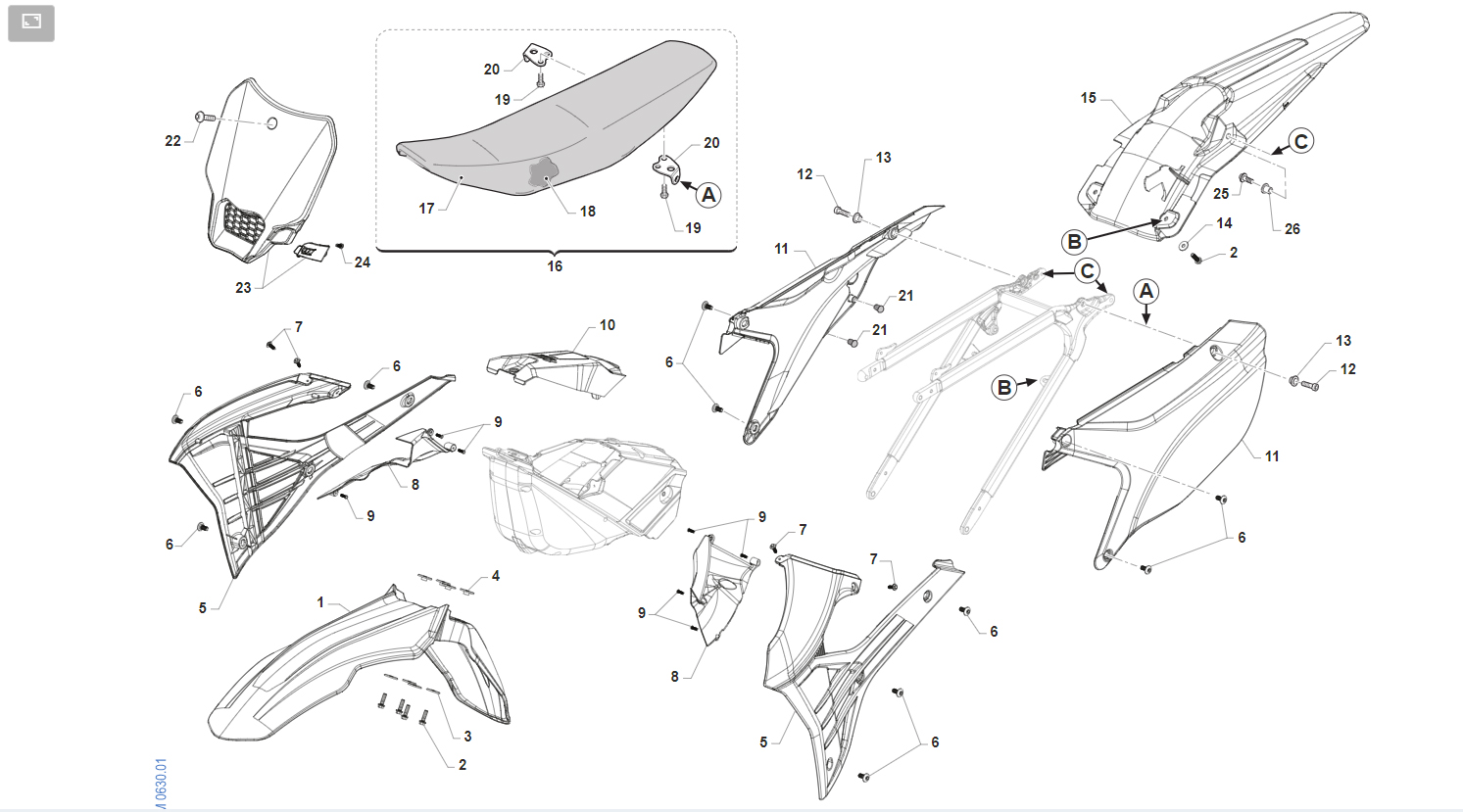 4T 450 FI MX 2022/2023 - FRAME - PLASTICS AND SEAT