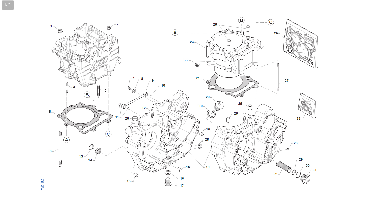 4T 450 FI SMK DAL 2022 AL 2025 - MOTORE - BASAMENTO E CILINDRO