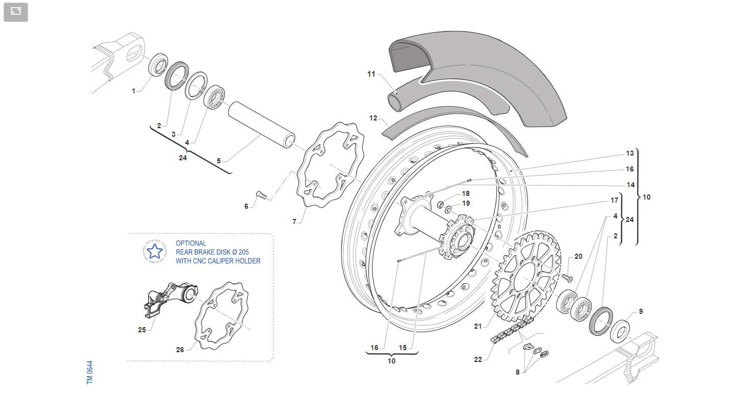 4T 250 FI SMX 2022 - FRAME - REAR WHEEL