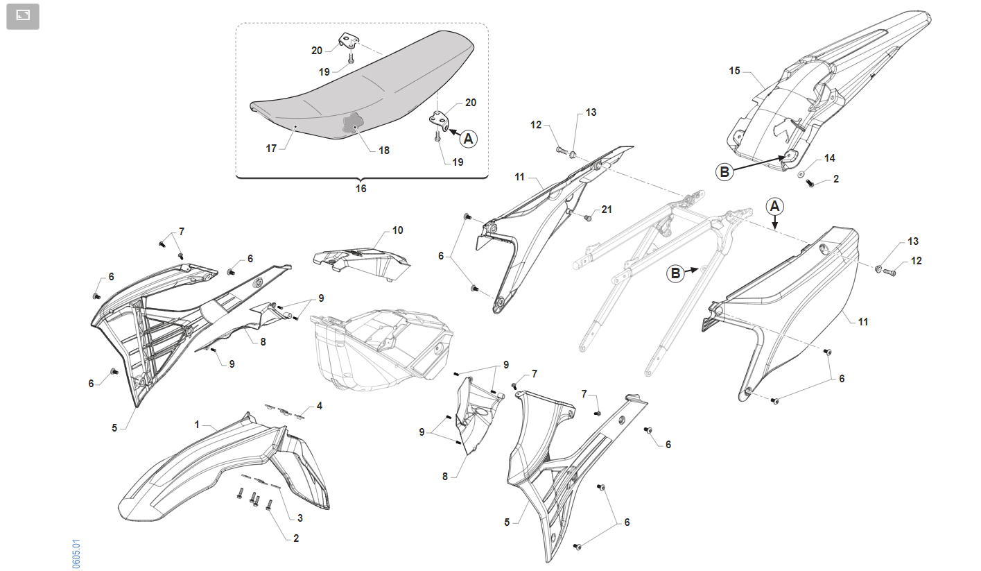 4T 450/530 FI SMR 2022/2023 - FRAME - PLASTICS AND SEAT