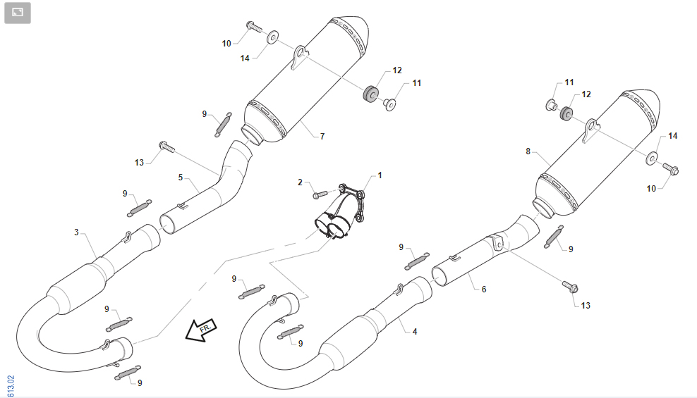4T 530 FI SMR 2022/2023 - FRAME - EXHAUST SYSTEM TWIN
